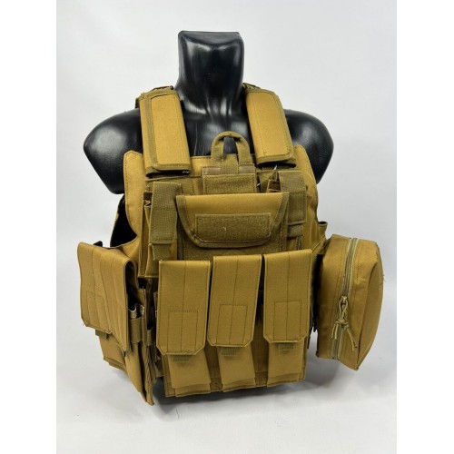 Тактический разгрузочный жилет «5 / пять карманов» с подсумками Tactical Molle Plate Carrier для съемных бронепластин во Фрязино